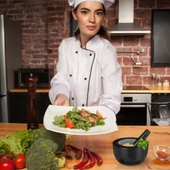 Relaxdays Mortel och stöt, i granit, polerad, lång livslängd, kryddor och örter, 750 ml volym, stenhackare D 20 cm, grå