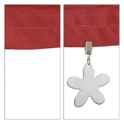 Dukclips & -Vikter-Relaxdays 8-pack tyngder för bordsdukar, pom poms för inomhus- och utomhusbruk, rostfritt stål, blommor, silverfärgade