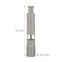 Relaxdays Salt Shaker, Pepper Shaker, Set med 2, Manuell, Salt, Peppar, Kryddkvarn, Rostfritt stål justerbar keramisk kvarn, Silver