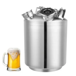 Ölkranar-Rengöringsbehållare för ölledningar - 3-huvuds ledningsrengörare - 10 l - Rostfritt stål - Med lock - Silver