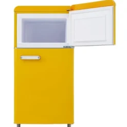 Kombinerad Kyl- & Frys-Retro-Kylskåp, Dubbeldörr, 72L kyl, 21L frys, 120 kWh/år, LED-ljus, Flera färger, Energieklass E