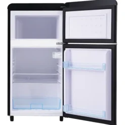 Kombinerad Kyl- & Frys-Retro-Kylskåp, Dubbeldörr, 72L kyl, 21L frys, 120 kWh/år, LED-ljus, Flera färger, Energieklass E