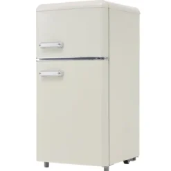 Retro-Kylskåp, Dubbeldörr, 72L kyl, 21L frys, 120 kWh/år, LED-ljus, Flera färger, Energieklass E