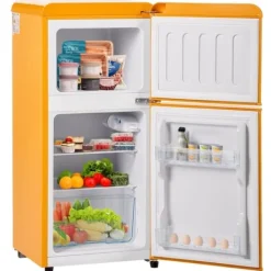 Kombinerad Kyl- & Frys-Retro-Kylskåp, Gefr. Kombi, 86.8 cm, 60L, 22L frys, 102 kWh/år, Gul, Energieklass E