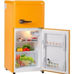 Kombinerad Kyl- & Frys-Retro-Kylskåp, Gefr. Kombi, 86.8 cm, 60L, 22L frys, 102 kWh/år, Gul, Energieklass E