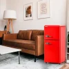 Kombinerad Kyl- & Frys-Retro-Kylskåp, Gefrierkombination, 88.8 cm, 60L kyl, 22L frys, 102 kWh/år, LED-ljus, Premiumröd, Energieklass E