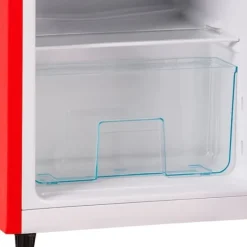 Kombinerad Kyl- & Frys-Retro-Kylskåp, Gefrierkombination, 88.8 cm, 60L kyl, 22L frys, 102 kWh/år, LED-ljus, Premiumröd, Energieklass E