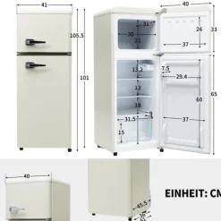 Kombinerad Kyl- & Frys-Retro-Kylskåp, Kombinerad kyl och frys, 105.5 cm, 92L, 28L frys, 116 kWh/år