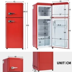 Kombinerad Kyl- & Frys-Retro-Kylskåp, Kombinerad kyl och frys, 105.5 cm, 92L, 28L frys, 116 kWh/år