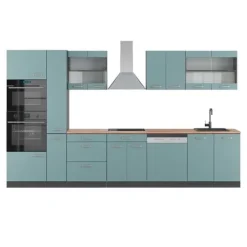 R-Line kök, 350 cm med högskåp, PT Ek, Blågrå/antracit, Vicco