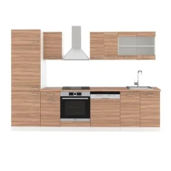 R-Line kök, 300 cm, PT Ek, Sonoma/vit, Vicco