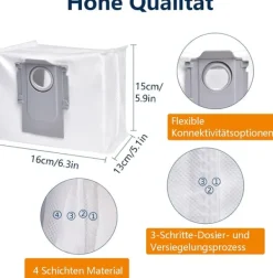 Dammsugartillbehör-Roborock Dammsugarpåsar för Roborock S8, S8+, S8 Pro Ultra, S7 MaxV Ultra, S7 Pro Ultra, Q7+, Q7 Max+14-pack