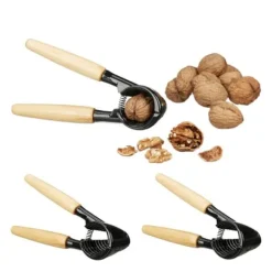 Matknäckare-Robust nötknäppare med trähandtag, set om 3