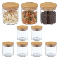 Förvaringsburkar-Robust set med 9 förvaringsburkar med lock 500 ml