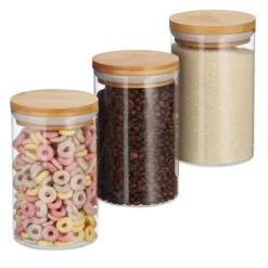 Förvaringsburkar-Robust set med 3 förvaringsburkar i glas, 800 ml