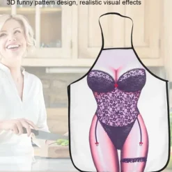 Förkläden-Roligt 3D vattentätt förkläde - svart spets kvinna