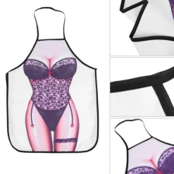 Förkläden-Roligt 3D vattentätt förkläde - svart spets kvinna