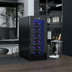 Rootz 12 flaskan vin kylskåp - dryck kylskåp - dryckskylare - energieffektiv - 26,5 cm w x 51,5 cm d x 65 h cm - pekskärm & LED -ljus