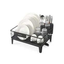 Diskställ & Torkställ-Rootz diskmedel - skålställ - torkstativ - stål & pp plast - rymdbesparande - 31 cm x 42 cm x 18,5 cm - svart