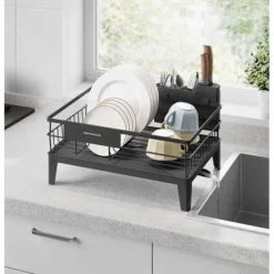 Diskställ & Torkställ-Rootz diskmedel - skålställ - torkstativ - stål & pp plast - rymdbesparande - 31 cm x 42 cm x 18,5 cm - svart