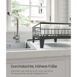 Diskställ & Torkställ-Rootz diskmedel - skålställ - torkstativ - stål & pp plast - rymdbesparande - 31 cm x 42 cm x 18,5 cm - svart