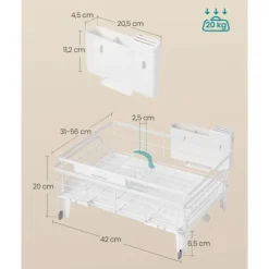 Rootz Drip Frame - Tvätttorkningsställ - Space Saver - Steel & PP Plastic - White - 31-56 cm x 42 cm x 20 cm