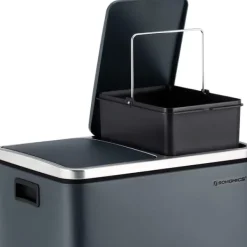 Rootz papperskorgsavfallsseparering 30 liter - papperskorgar - pedalkorg - rökgrå - 41 x 36 x 47 cm