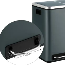 Rootz papperskorgsavfallsseparering 30 liter - papperskorgar - pedalkorg - rökgrå - 41 x 36 x 47 cm