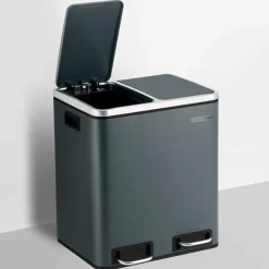 Rootz papperskorgsavfallsseparering 30 liter - papperskorgar - pedalkorg - rökgrå - 41 x 36 x 47 cm
