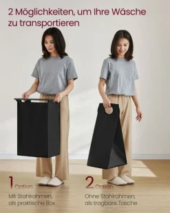 Tvättutrustning-Rootz Tvättkorg med Hylla - Klädkorgar - Multifunktionell Organizer - MDF och stål - 42cm x 28cm x 75cm - 3,5kg - Bläck Svart-Vintage Brun