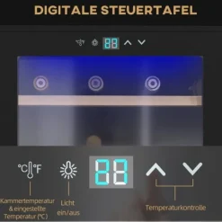 Rootz vinkylskåp - Vinkylare - Dryckekylare - Snabbkylning - UV-skydd - Enkel rengöring - 43 cm x 45 cm x 75 cm - Stål & härdat glas