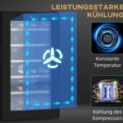 Rootz vinkylskåp - Vinkylare - Dryckekylare - Snabbkylning - UV-skydd - Enkel rengöring - 43 cm x 45 cm x 75 cm - Stål & härdat glas