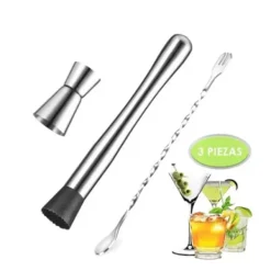 Verktygsset För Drinkar-Rostfritt stål cocktailblandningssked, muddler och jiggerset för hembartending