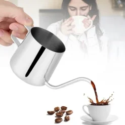Rostfritt Stål Droppkaffekanna Lång Svanhalspipa Vattenkokare Kopp Teverktyg (Silver 250ml)