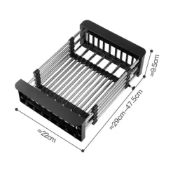 Diskställ & Torkställ-Rostfritt stål infällbar över-diskbänk - stor svart
