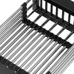 Diskställ & Torkställ-Rostfritt stål infällbar över-diskbänk - stor svart