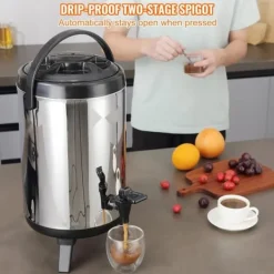 Dryckesautomater-Rostfritt stål isolerad dryckesautomat, 2 gallon (7,6 liter), för varm och kall dryck, livsmedelsklassad för te, kaffe, vatten.