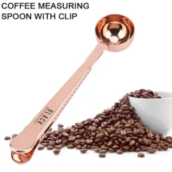 Mått & Måttskedar-Rostfritt Stål Multifunktionsmåttskopa för Malet Kaffe med Lång Klämma för Påsförsegling