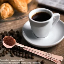 Mått & Måttskedar-Rostfritt Stål Multifunktionsmåttskopa för Malet Kaffe med Lång Klämma för Påsförsegling