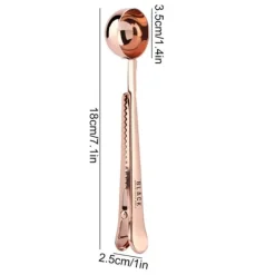 Mått & Måttskedar-Rostfritt Stål Multifunktionsmåttskopa för Malet Kaffe med Lång Klämma för Påsförsegling