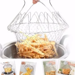 Durkslag & Silar-Rostfritt Stål Ångande Sköljning Hopfällbar Fryskorg Stekt Matsil Stekverktyg Tillbehör