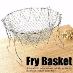 Durkslag & Silar-Rostfritt Stål Ångande Sköljning Hopfällbar Fryskorg Stekt Matsil Stekverktyg Tillbehör