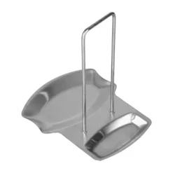 Skedhållare-Rostfritt stål Pan Cover Rack Pan Lock Förvaring Hylla Organizer Skedstöd med avloppsbricka