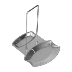 Skedhållare-Rostfritt stål Pan Cover Rack Pan Lock Förvaring Hylla Organizer Skedstöd med avloppsbricka