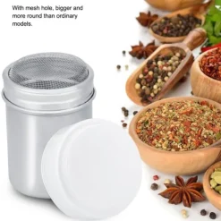 Sockerströare-Rostfritt Stål Pulver Shaker Kanna Kakao Socker Kaffe Peppar Krydda (Konkav S)