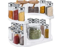 Köksorganiserare-Roterbart kryddställ för förvaringsboxar