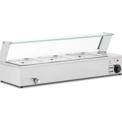 Matuppvärmare-Royal Catering - Bain marie - 2,000 W - 3 GN 1/2 - Tappkran - Glasskydd
