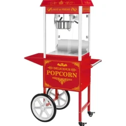 Popcornmaskiner-Royal Catering - Popcornmaskin med vagn - Retrodesign - Röd