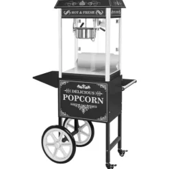 Popcornmaskiner-Royal Catering - Popcornmaskin med vagn - Retrodesign - Svart
