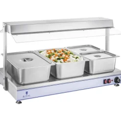 Matuppvärmare-Royal Catering - Värmeplatta med 4 halogenlampor - 2000 W - rostfritt stål